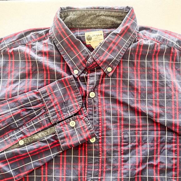 J. Crew Shirtings Washed Tartan Plaid Button Down Shirt Mens Medium 100 Cotton - Picture 1 of 8